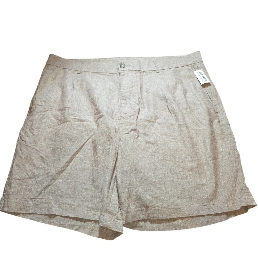 NWT Old Navy Shorts Mens 40 Tan‎ New Slim Linen Blend Flat Casual Summer